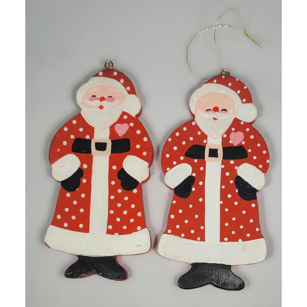1987 Hallmark Santa Ornaments - Set of 2, Vintage Christmas Decor, Santa Claus